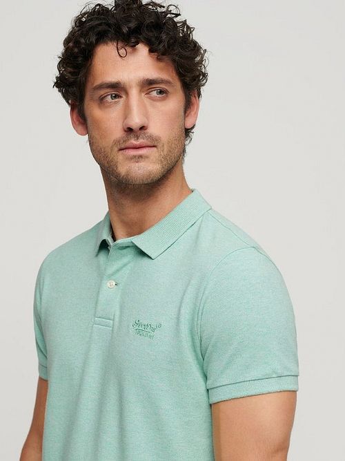 Superdry Piqué Poloshirt Melange Hellgrün Model / Voorkant