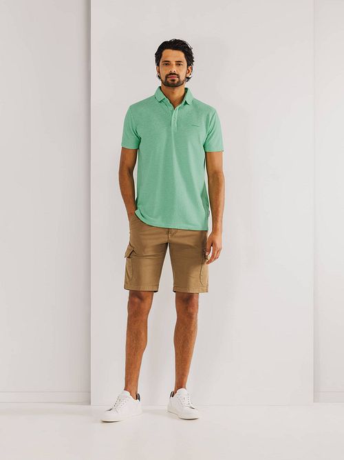 State of Art Poloshirt Piqué Melange Grün Model / Voorkant