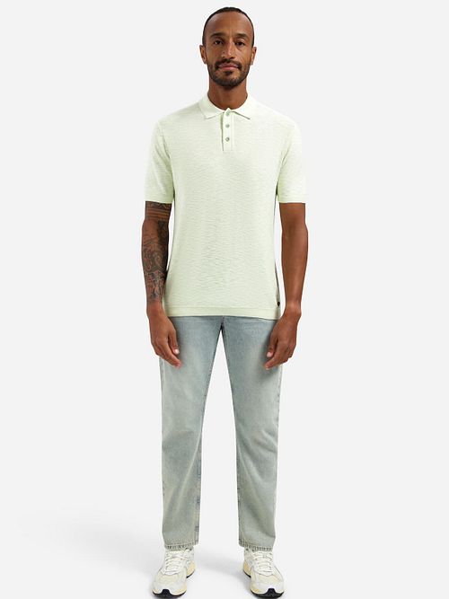 No Excess Knitted Slub Poloshirt Hellgrün Model / Voorkant