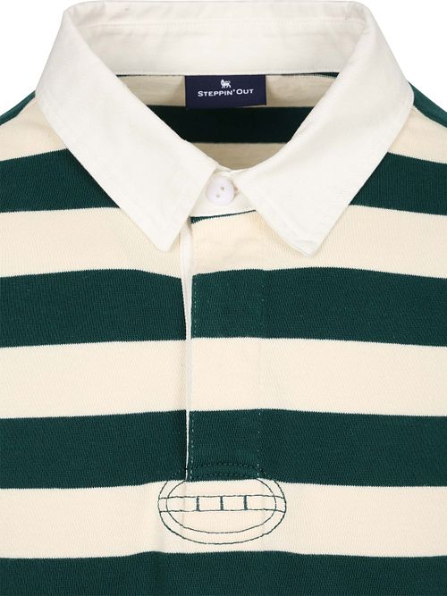 Steppin' Out Rugby Poloshirt Streifen Grun Ecru Product / Detail