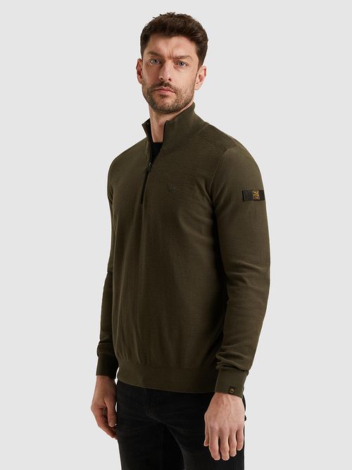 PME Legend Half Zip Sweater Beluga Grün Model / Voorkant