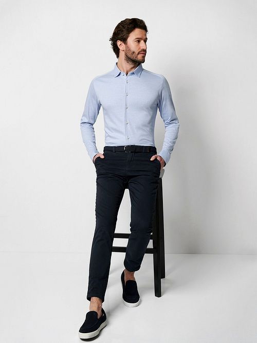 Desoto Hemd Bügelfrei Kent Melange Hellblau Model / Voorkant