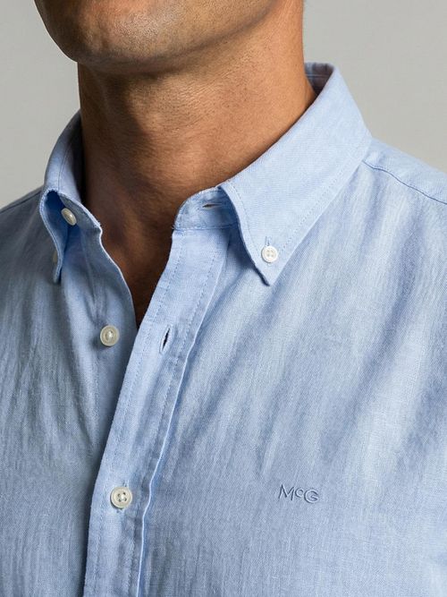 McGregor Hemd Cotton Linen Hellblau Model / Detail