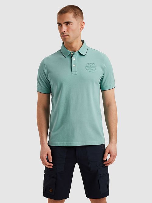 PME Legend Poloshirt Piqué Logo Hellblau Model / Voorkant