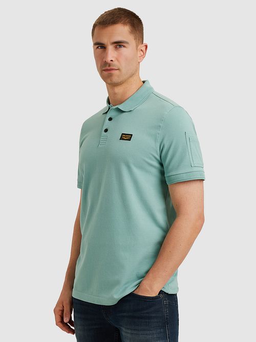 PME Legend Poloshirt Trackway Cameo Blau Model / Zijkant