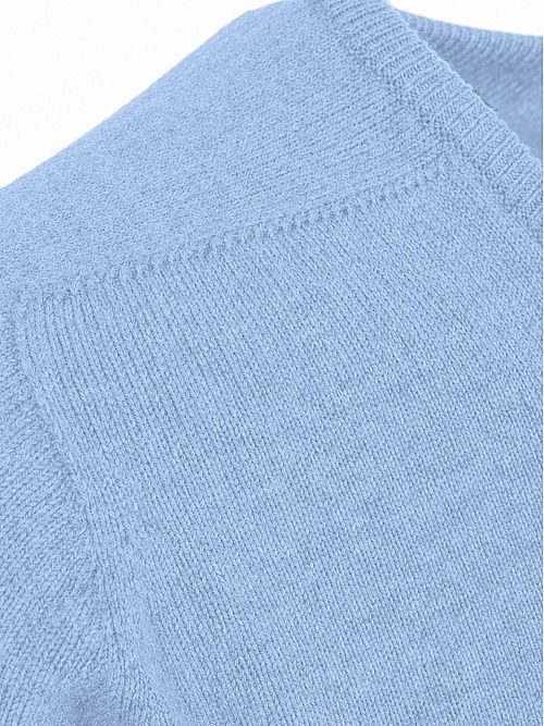 William Lockie V-Ausschnitt Pullover Lammwolle Glacier Blau