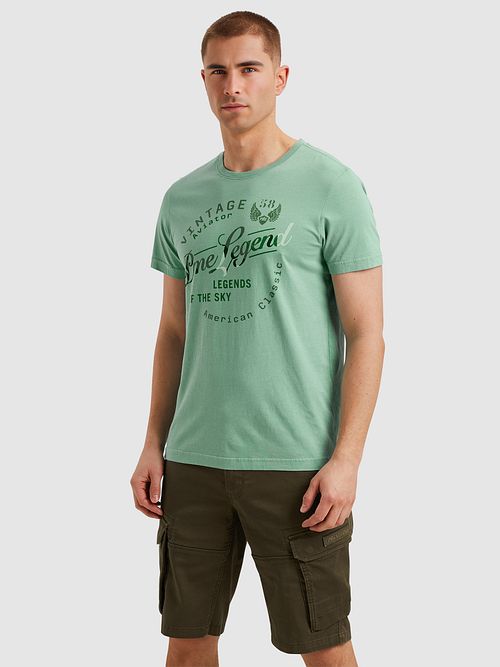 PME Legend T-Shirt Logo Artwork Turquoise Model / Voorkant