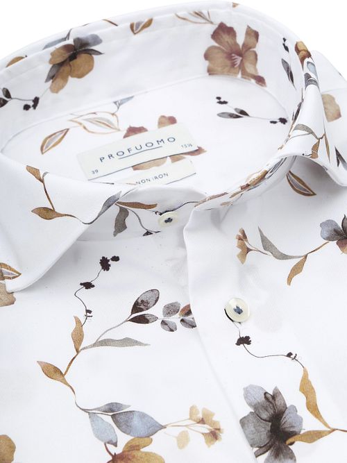 Profuomo Twill Skjorte Flower Hvid Product / Detail