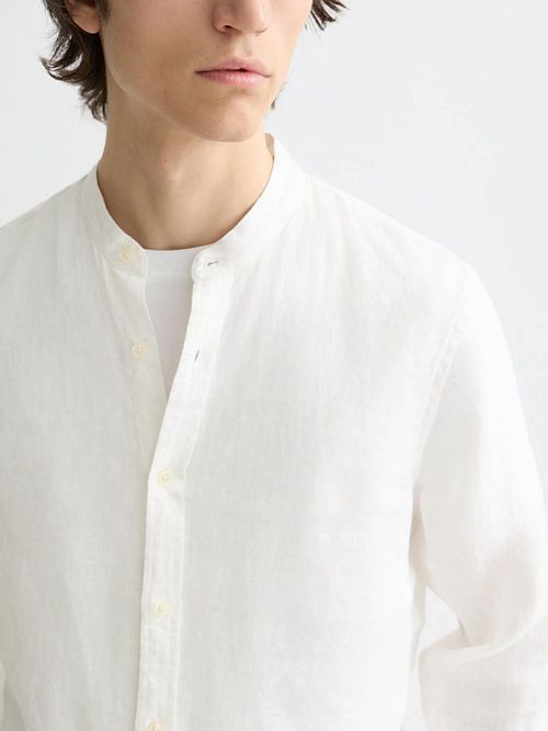 Scotch and Soda Hør Mao Skjorte Hvid Model / Voorkant