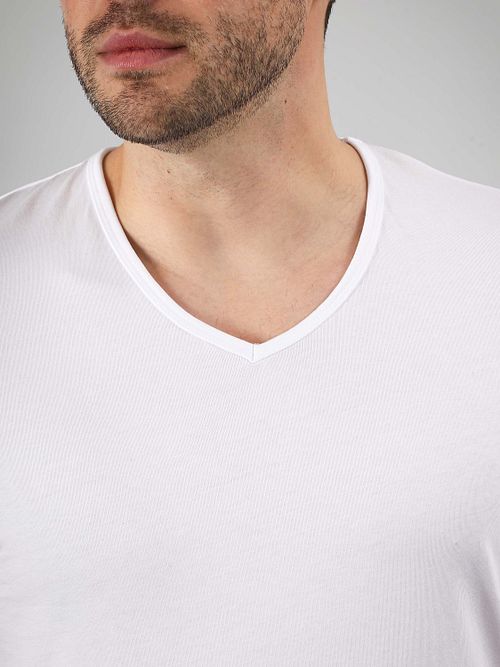 Suitable Vita T-shirt V-udskæring Hvid 2-pakke Model / Detail