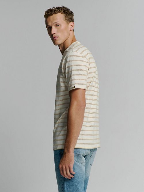 Ingen-Överskott T-Shirt Rundhals Jacquard Ränder Model / Zijkant