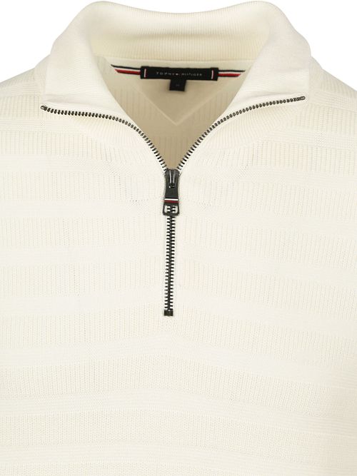 Jersey Tommy Hilfiger con media cremallera texturizado en marfil Product / Detail