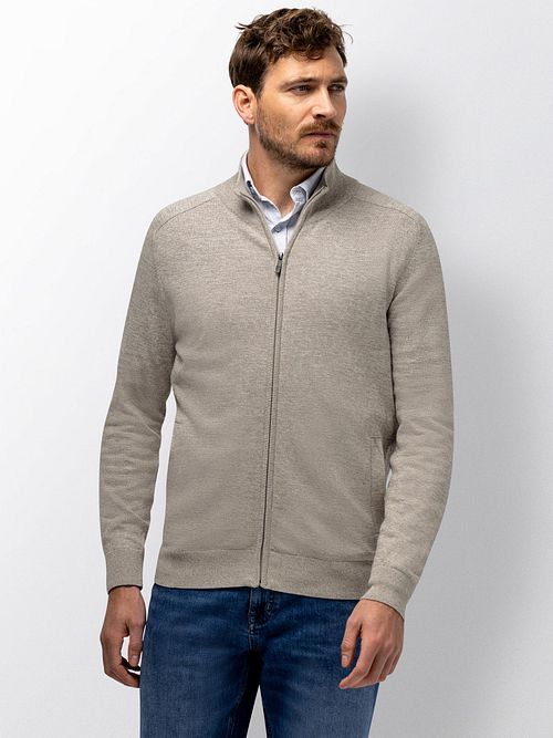 State Of Art Strickjacke Melange Mouline Kaki Model / Voorkant