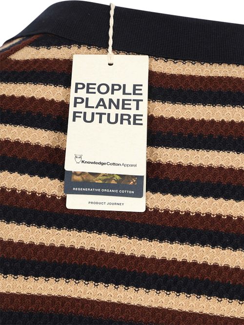 KnowledgeCotton Apparel Polo i stickat, randigt, brunt Product / Detail