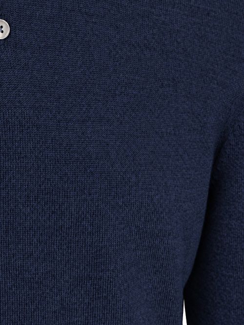 Koszulka polo OLYMP z długim rękawem z wełny, granatowa Product / Detail