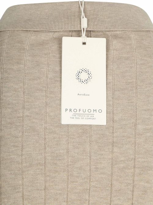 Koszulka polo Profuomo z długim rękawem o strukturze dropneedle w kolorze beżowym Product / Detail