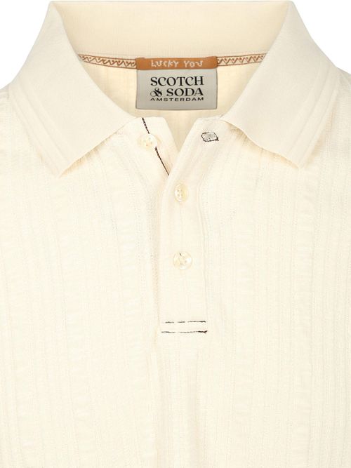 Koszulka polo Scotch & Soda o strukturalnym splocie w kolorze ecru Product / Detail