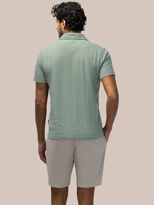 Koszulka polo State of Art Drop Needle z dżerseju w kolorze zielonym Model / Achterkant