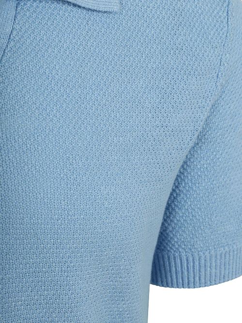 Koszulka polo Suitable Riva Bean z lnu i bawełny w kolorze błękitnym Product / Detail