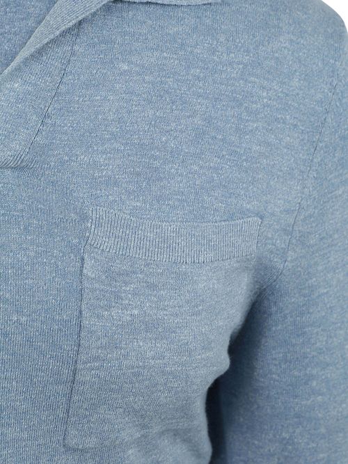 Koszulka polo Suitable Riva Pocket z długim rękawem w kolorze błękitnym Product / Detail