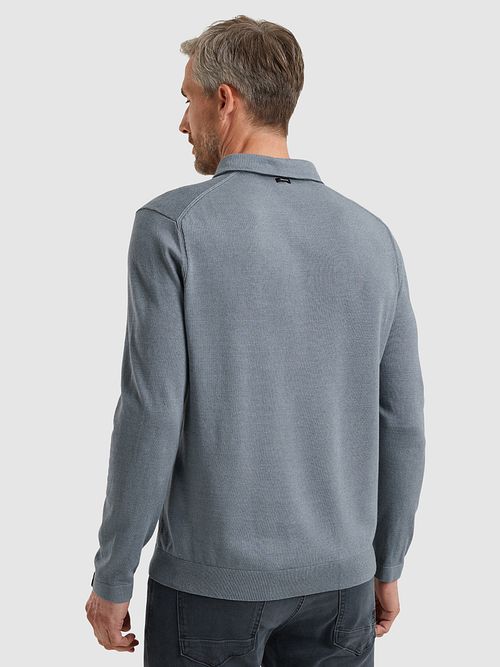 Koszulka polo Vanguard z długim rękawem w kolorze niebieskim Model / Achterkant