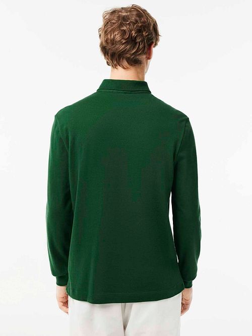 Lacoste Longsleeve Poloshirt Piqué Donkergroen Model / Achterkant