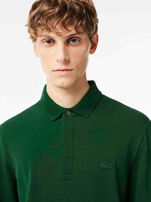 Lacoste Longsleeve Polo Shirt Piqué Dark Green Model / Detail