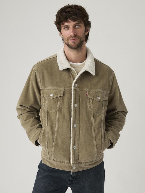 Sztruksowa kurtka przejściowa Levi's z podszewką sherpa w kolorze beżowym Model / Voorkant