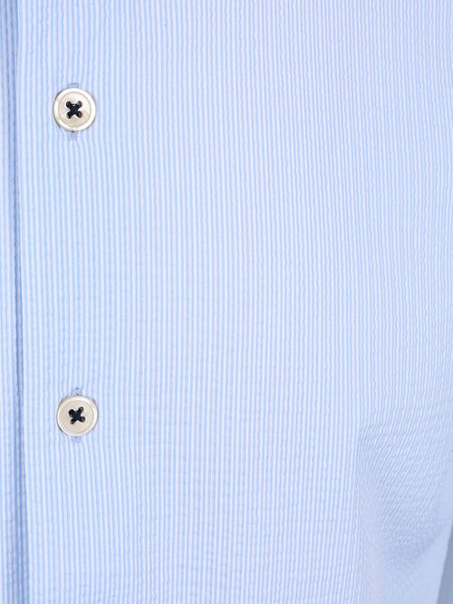 R2 Short Sleeve Hemd Seersucker Lichtblauw