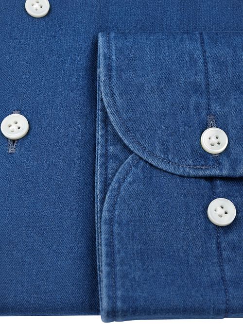 Profuomo Jeans Twill Overhemd Indigo