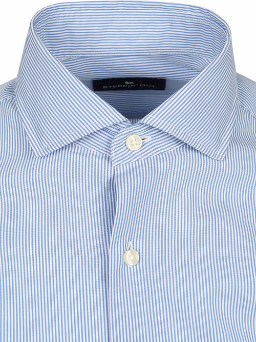 Steppin' Out Overhemd Twill Streep Lichtblauw Product / Detail