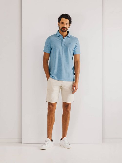 State of Art Poloshirt Piqué Melange Lichtblauw Model / Voorkant