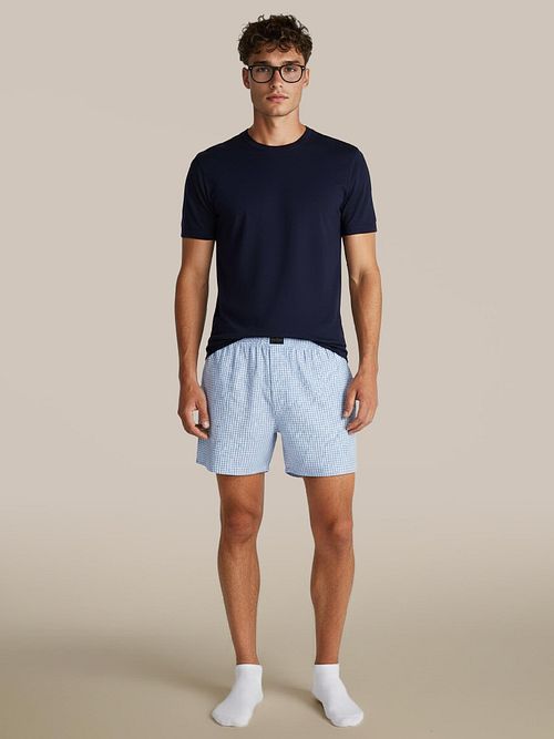 Steppin''Out Boxer Shorts – Blue Vichy Check Model / Voorkant
