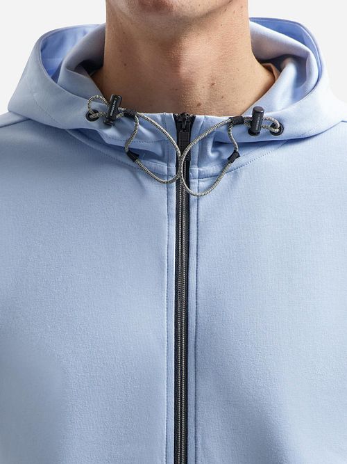 No Excess Cardigan Interlock Light Blue Model / Detail