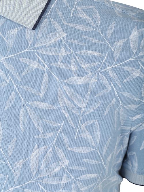 State of Art Polo Shirt with Leaf Print Light Blue Product / Detail