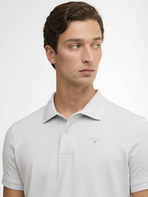 Barbour Pique Polo Shirt Haze Blue Model / Detail