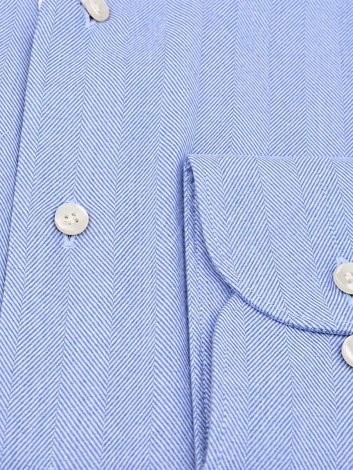 Profuomo Shirt Brushed Herringbone Light blue