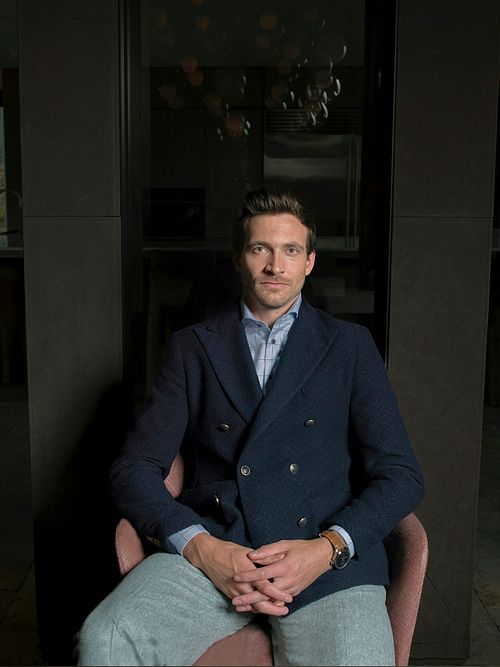 John Miller Shirt Checks Light Blue Model / Sfeerbeeld
