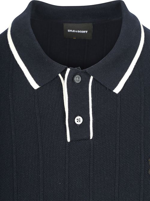 Lyle and Scott Poloshirt Knitted Tipped Dark Navy Product / Detail