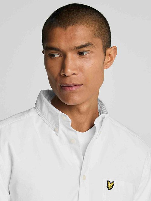 Lyle & Scott Skjorta Plain Oxford Vit Model / Detail