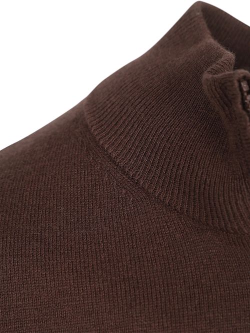 Lyle & Scott półgolf z zamkiem 1/2 z wełny merynosów Espresso Product / Detail