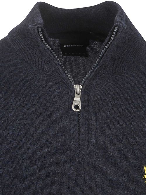 Lyle & Scott Halv Lynlås Pullover Lamsuld Navy Product / Detail