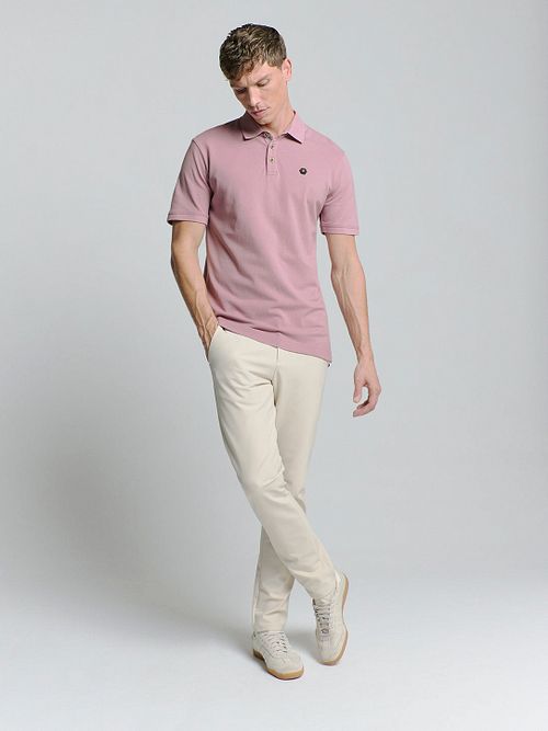 No Excess Poloshirt Piquet Mauve Model / Voorkant