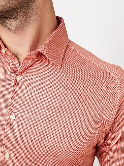 Desoto Kortærmet Oxford Optics Skjorte Abrikos Rosa Model / Detail