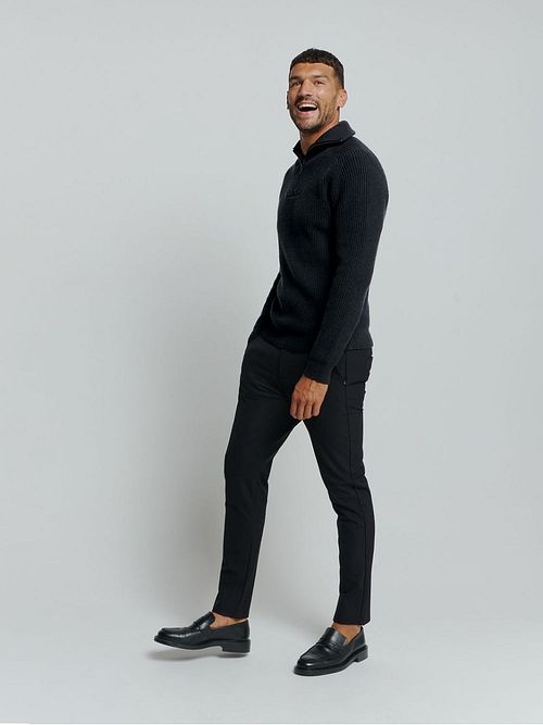 Maglione No Excess Half Zip bicolore melange nero Model / Zijkant