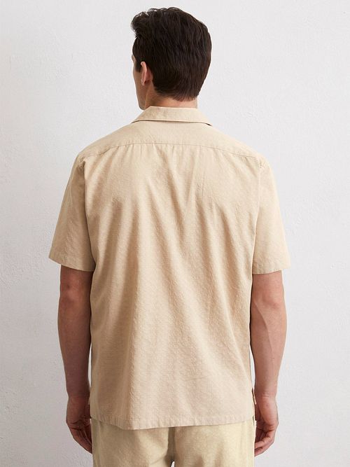 Marc O'Polo Camicia crêpe a maniche corte beige Model / Achterkant
