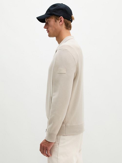 Marc O'Polo Cardigan Zip Grey Silk Model / Zijkant