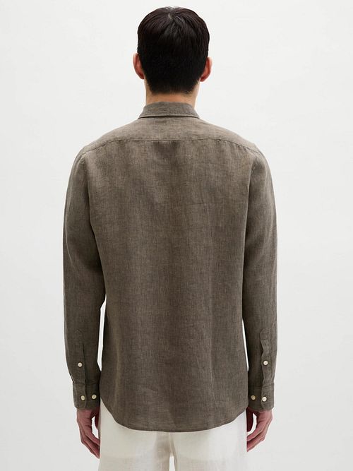 Marc O'Polo Chemise De Lin Marron Model / Achterkant