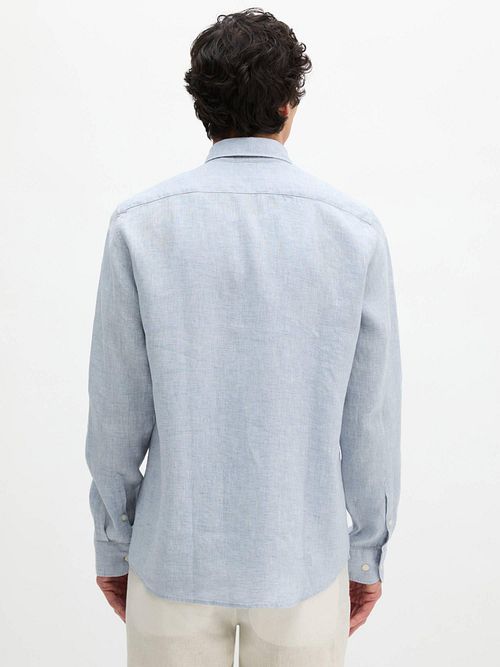 Marc O'Polo Chemise en Lin Bleu Clair Model / Achterkant