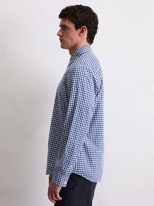 Marc O'Polo Hemd Kariert Blau Model / Zijkant